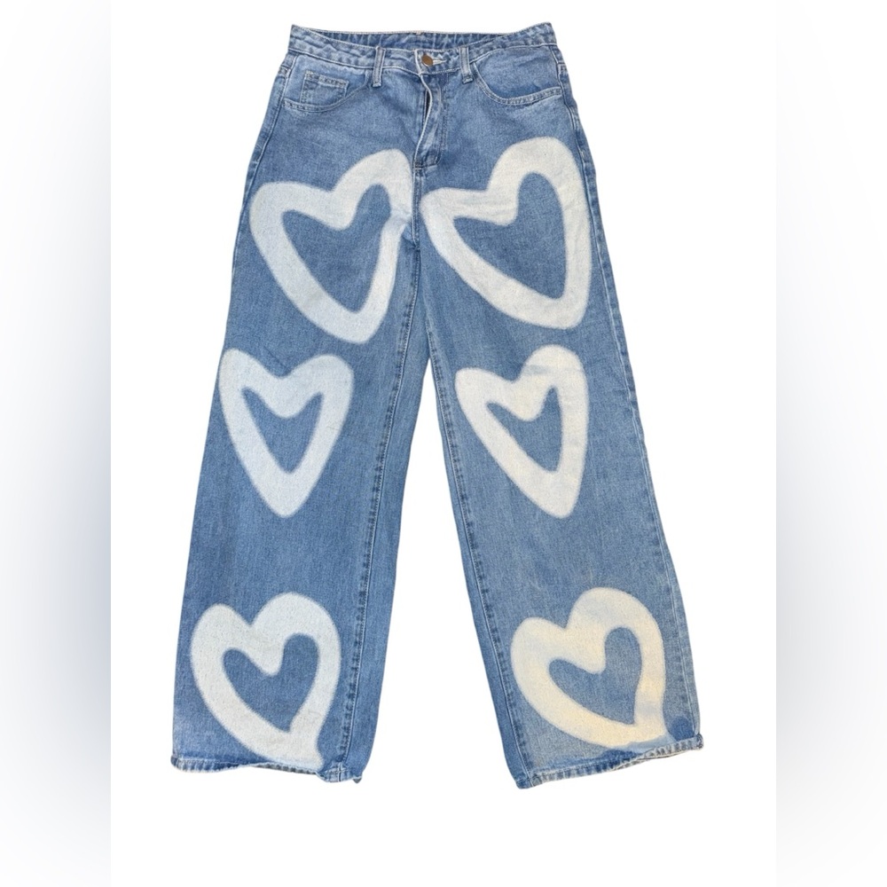 💎SHEIN Blue and White Flare Wide Leg Jeans💎